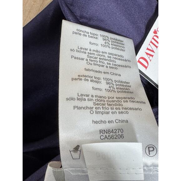 David's Bridal One Shoulder Dress with Cascade Back Lapis Purple Size 10 NWT - Picture 10 of 10